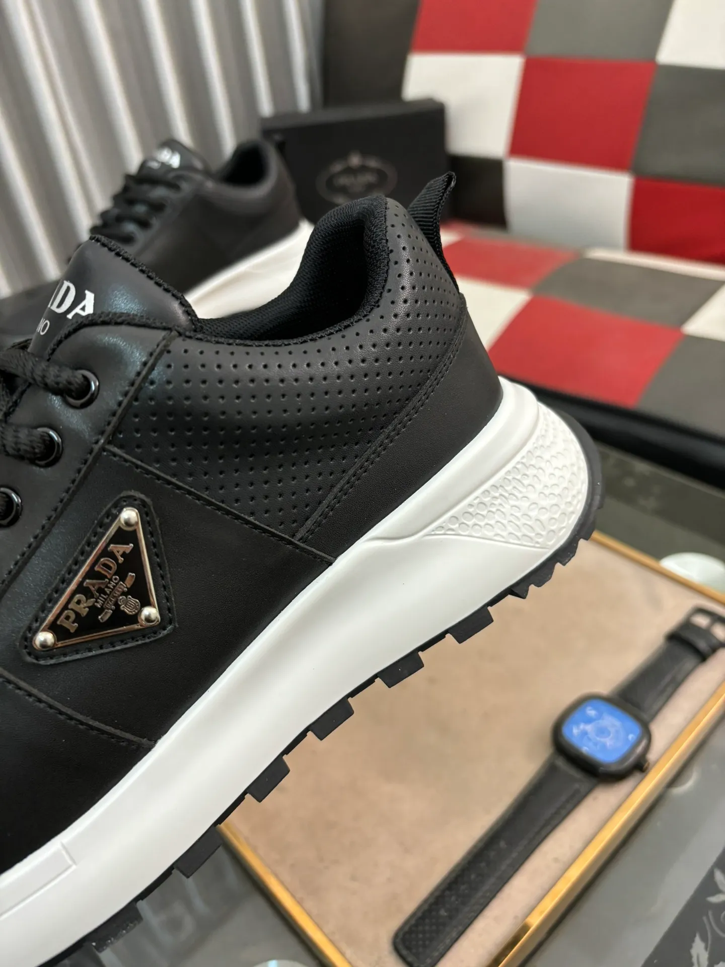 Men's shoes 💰440⌚️⌚️【PRADA】Prada Hong Kong counter casual shoes, counter quality, high-quality workmanship, uppers made of imported breathable fly mesh fabric, comfortable and breathable lining, original air cushion elastic outsole, casual fashion, high-end quality, size: 38-442️⃣Colors available